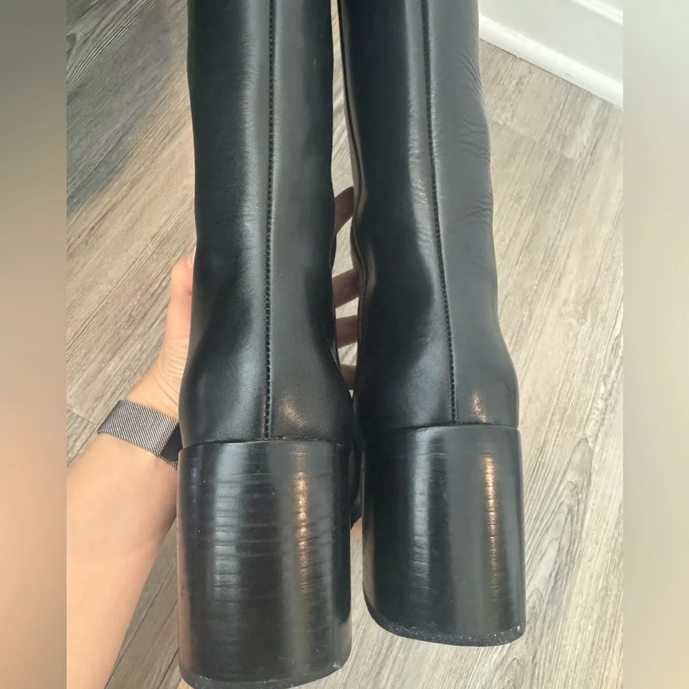 J. Crew Black Stack-heeled Leather Riding Boots - Picture 9 of 10